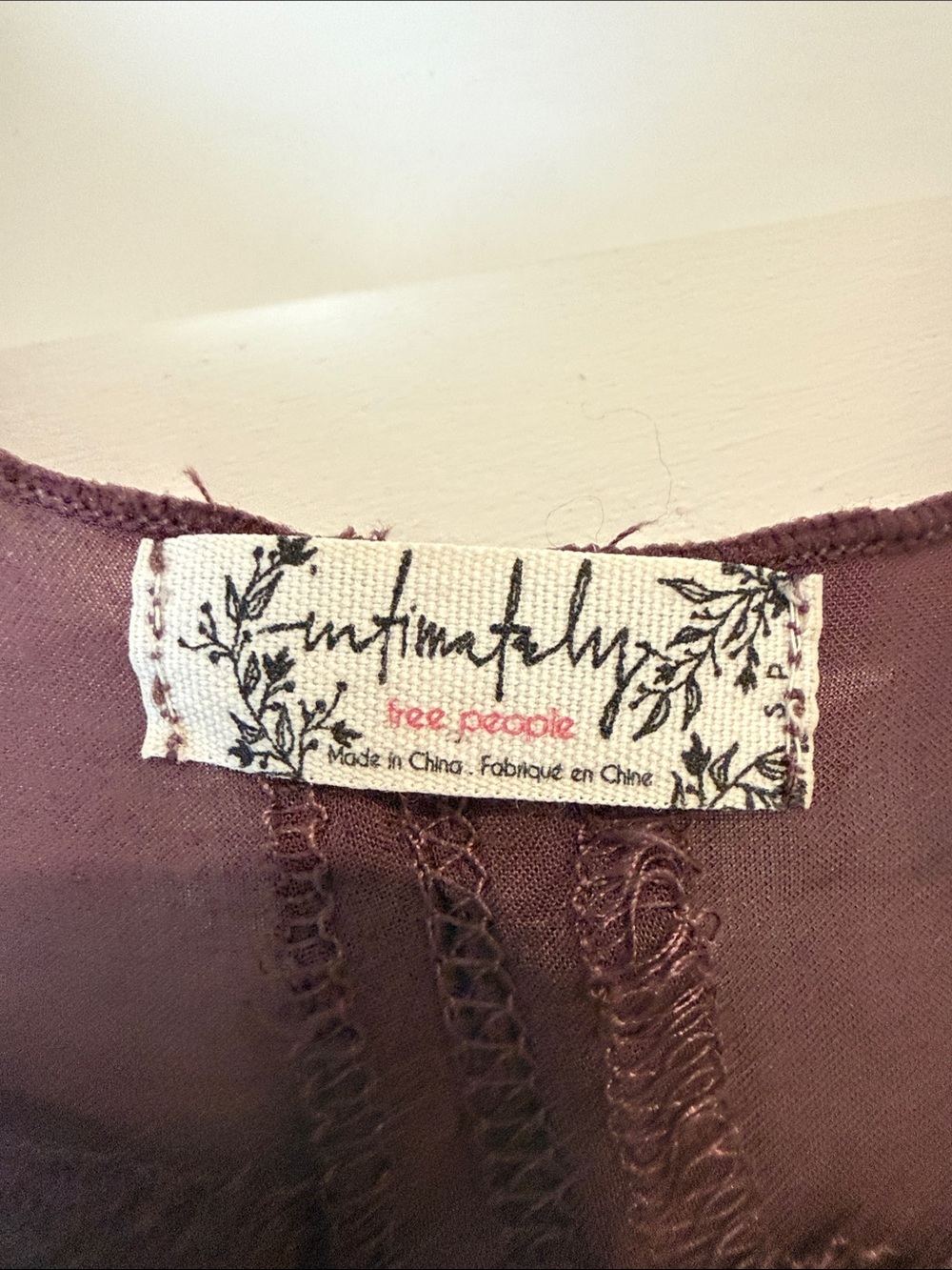 Free People Lace-Trim Swing Mini Slip Dress Plum - Picture 2 of 5